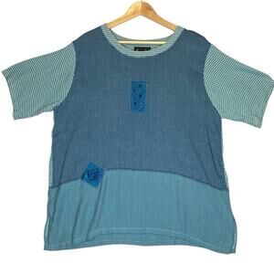 Vintage Alexandria Pierce Patchwork Top Womens XL Artisanal Retro Boho Artsy 80s